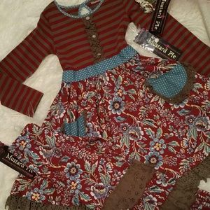 Mustard pie set dress/ruffles/headwrap net. Sz.6